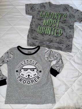 12-18m Star Wars Gray Kids' 'Galaxy's Most Wanted' & 'Little Trooper' Tees